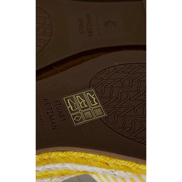 STUART WEITZMAN Minela Striped Wedge Espadrille Yellow White Size 6.5 SEE DESCR - Picture 14 of 15